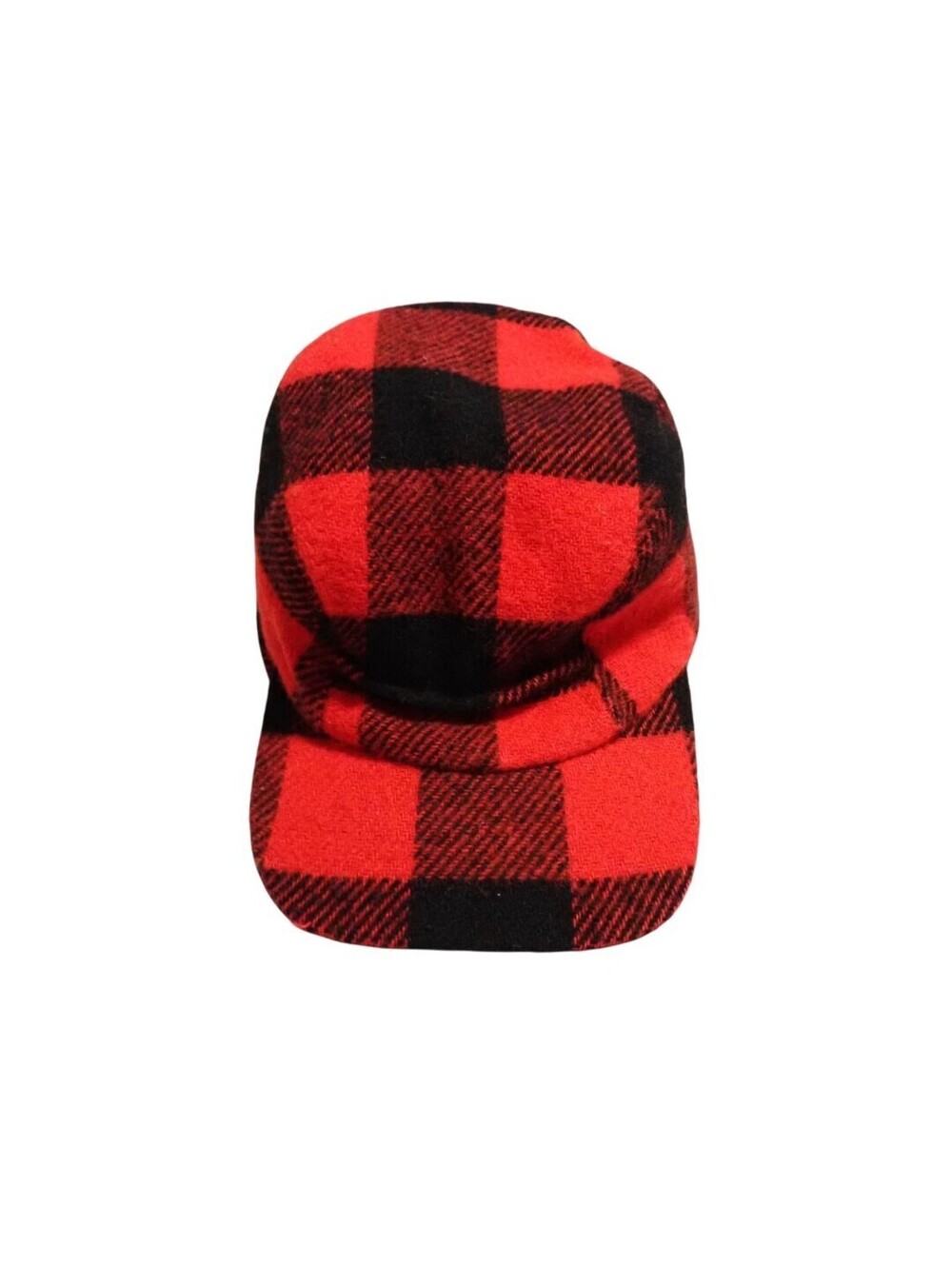 VTG Nathaniel Cole Wool 1934 Crown Cap L Hat Red Black Buffalo Plaid Lined Cadet